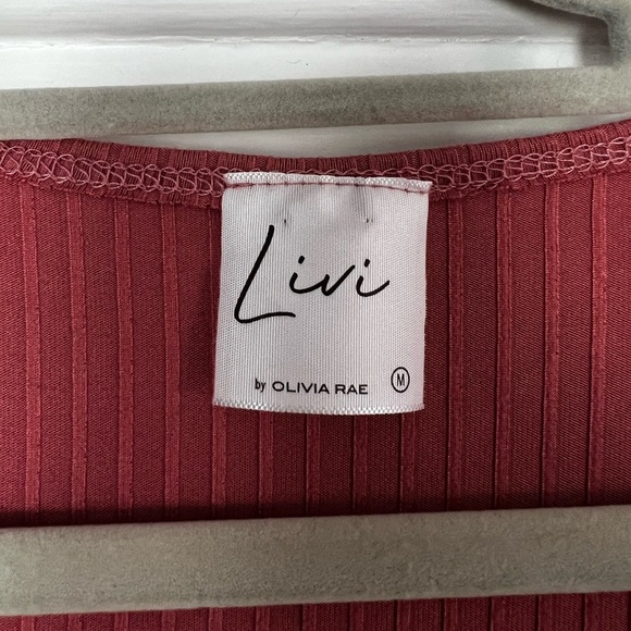 Livi by Olivia Rae Red Ribbed Knit Mini Dress | Size M | Short Sleeve Bodycon - Picture 5 of 7